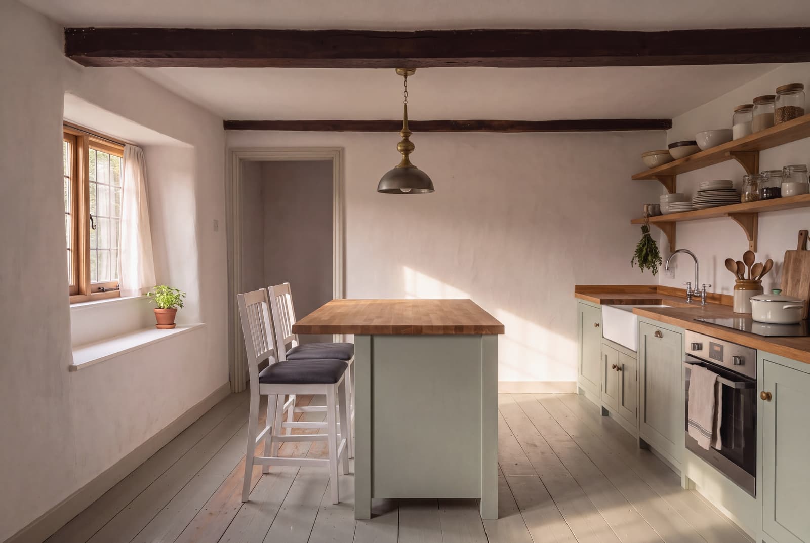 The cottagecore kitchen brings utility and quiet beauty into a single working room.