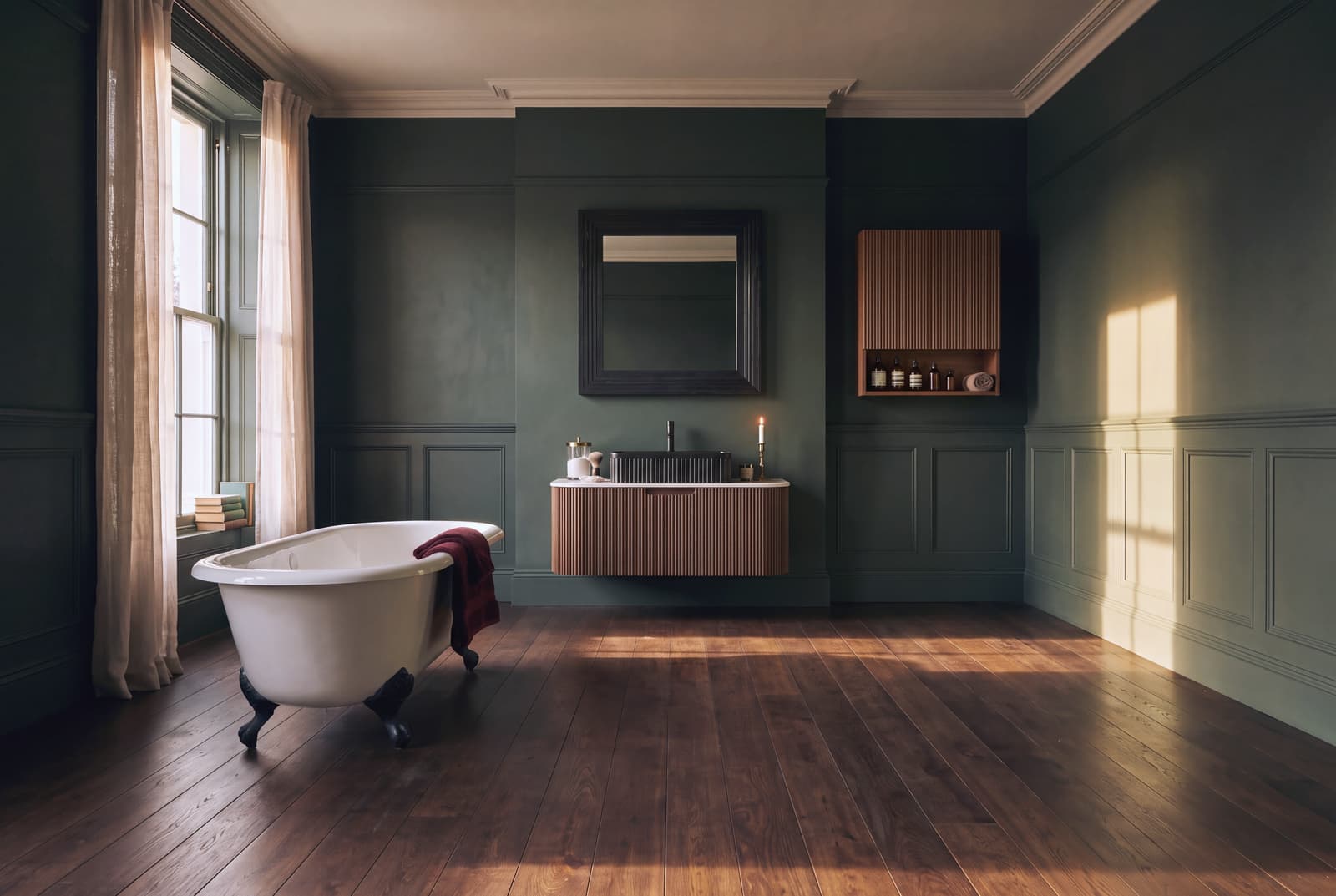 A Dark Academia bathroom