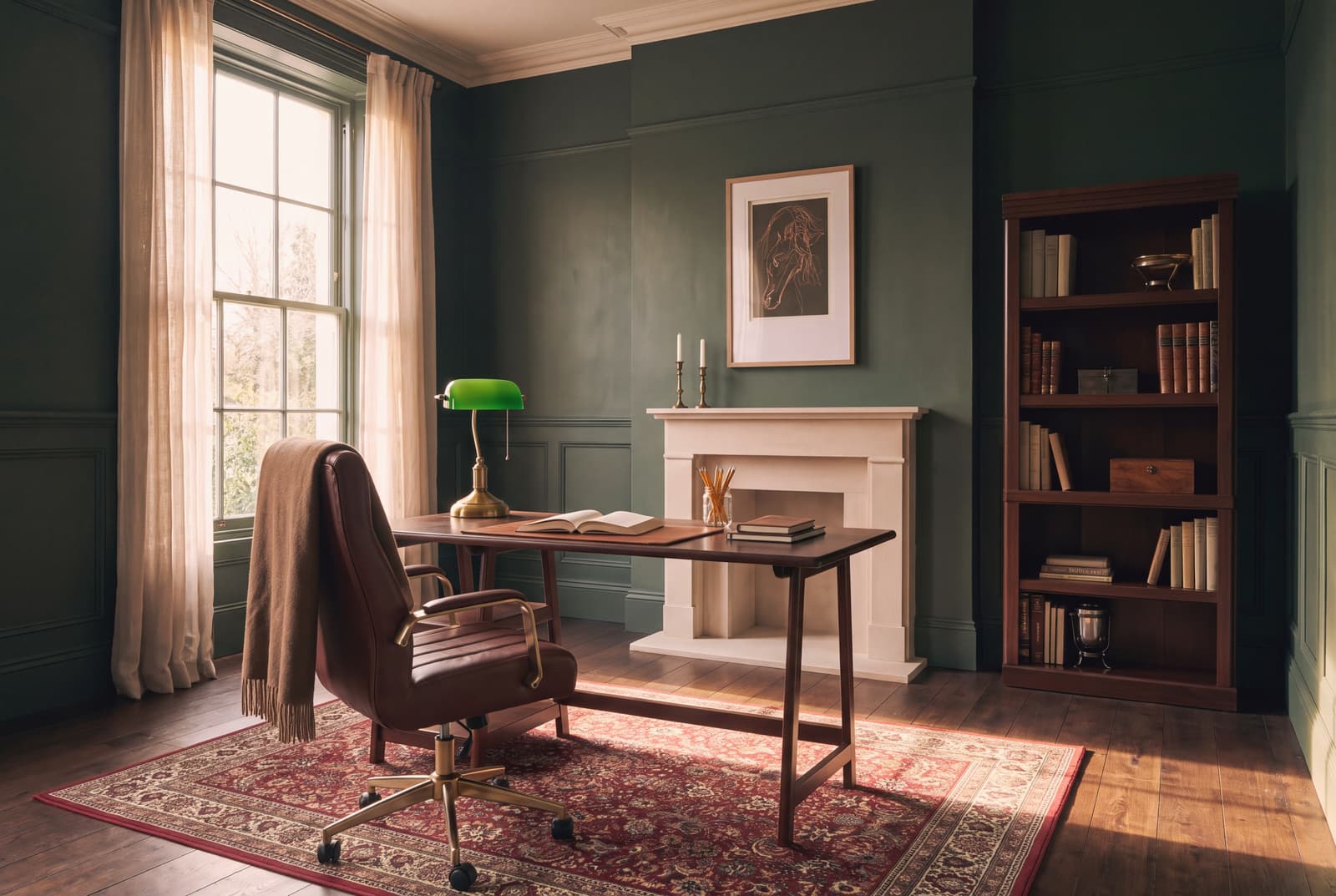 A dark academia home office