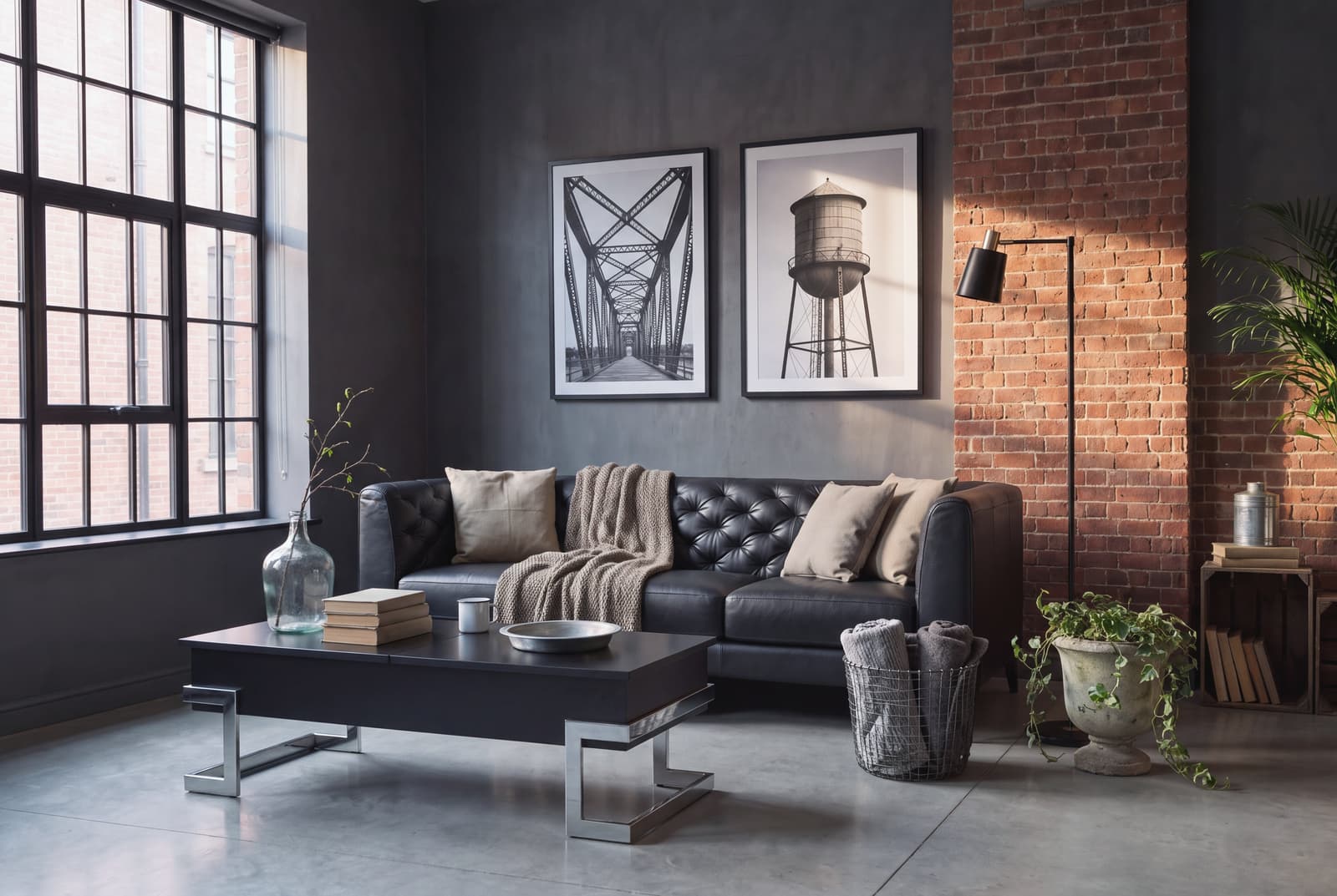 A industrial living room