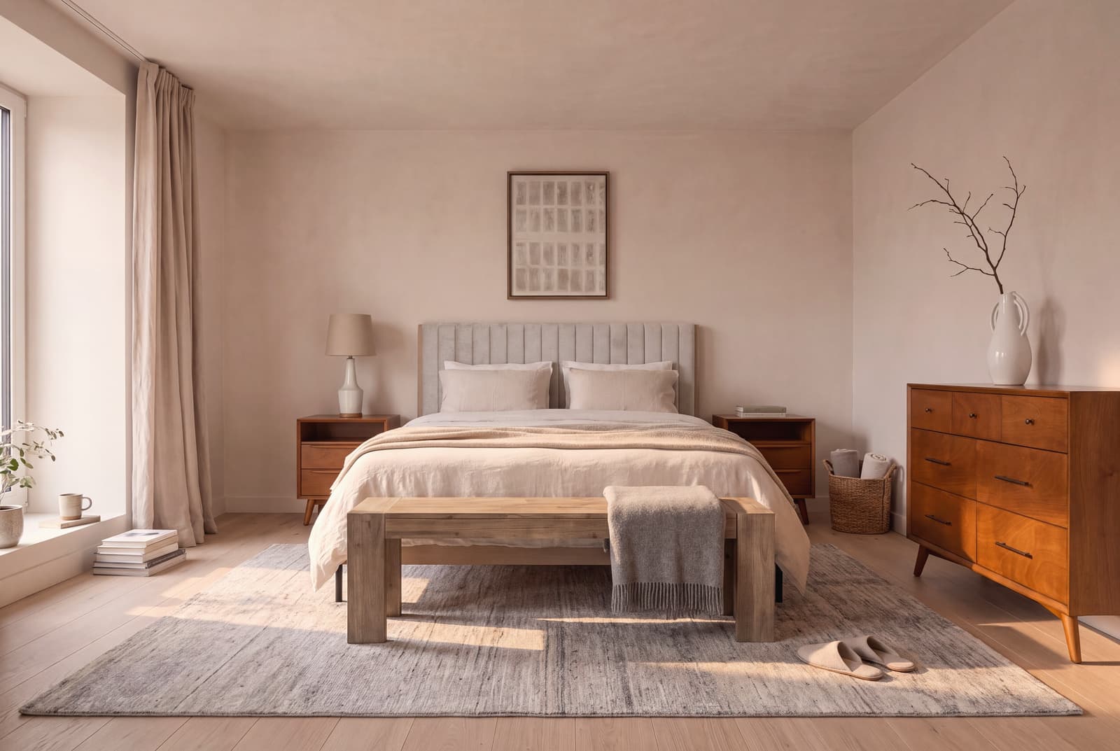 A Japandi bedroom