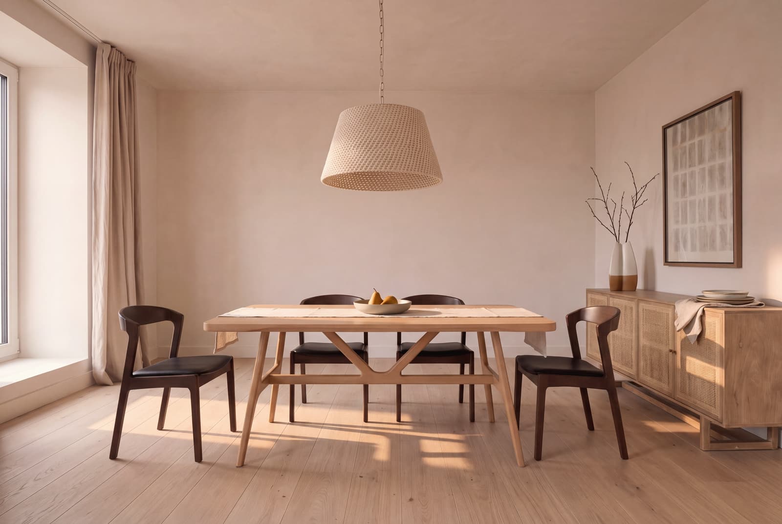 A Japandi dining room