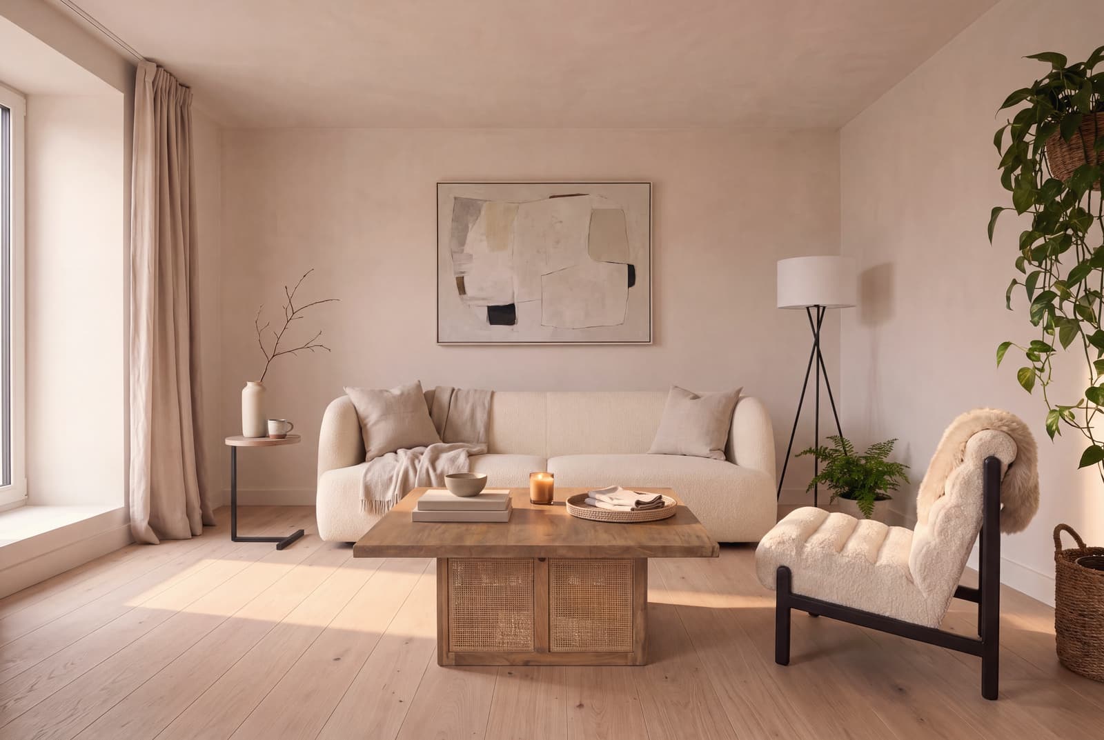 A Japandi living room