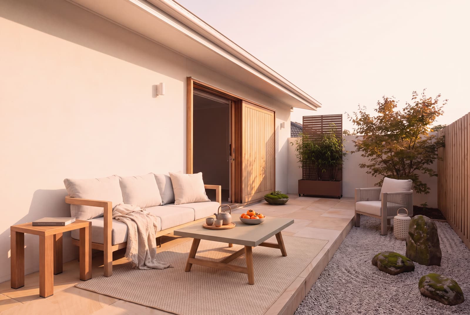 A Japandi outdoor