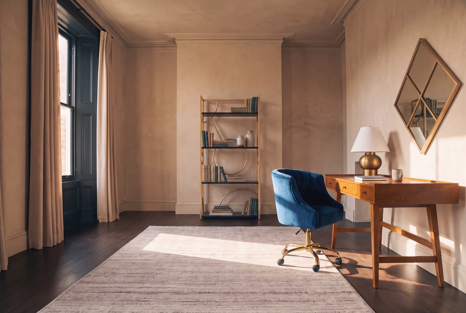 A jewel tone home office