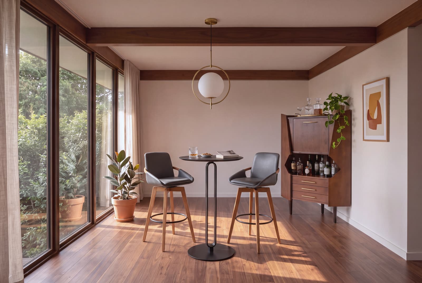 A Mid-Century Modern bar