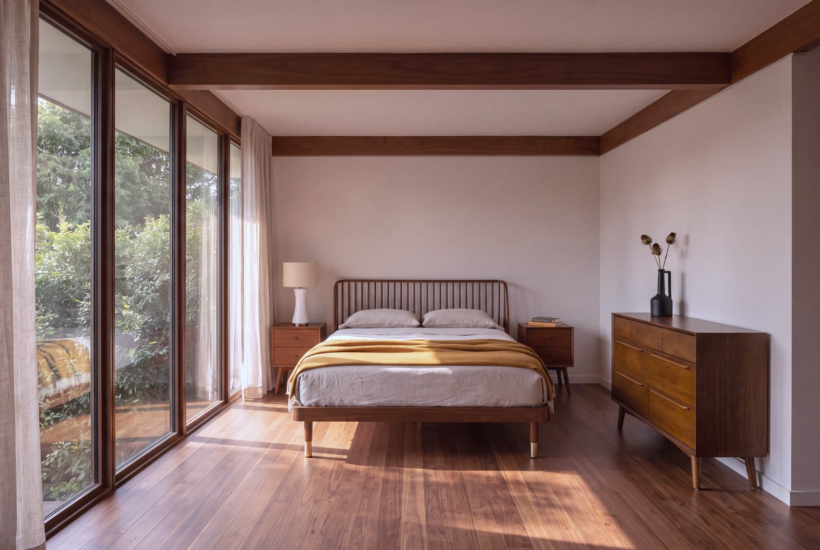A Mid-Century Modern bedroom