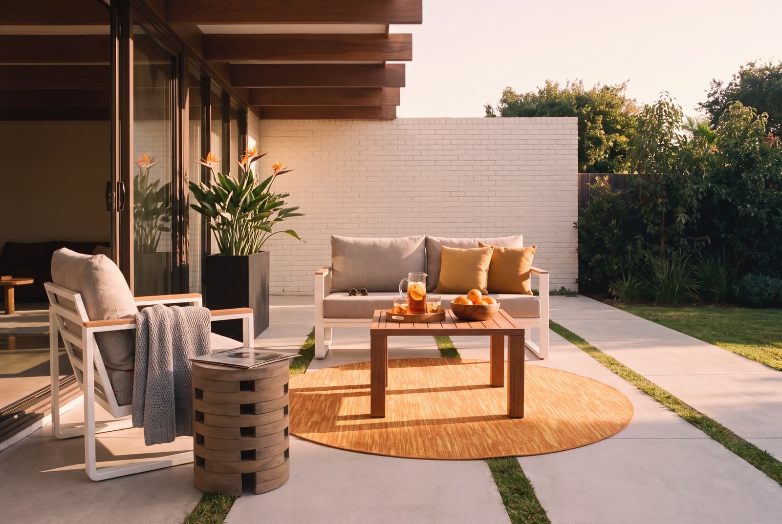 A Mid-Century Modern outdoor